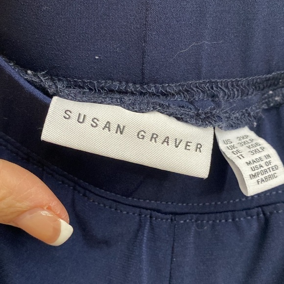 Susan Graver Navy Liquid Knit Pants Womens Plus Size 2XP Slinky stretch straight - Picture 5 of 10